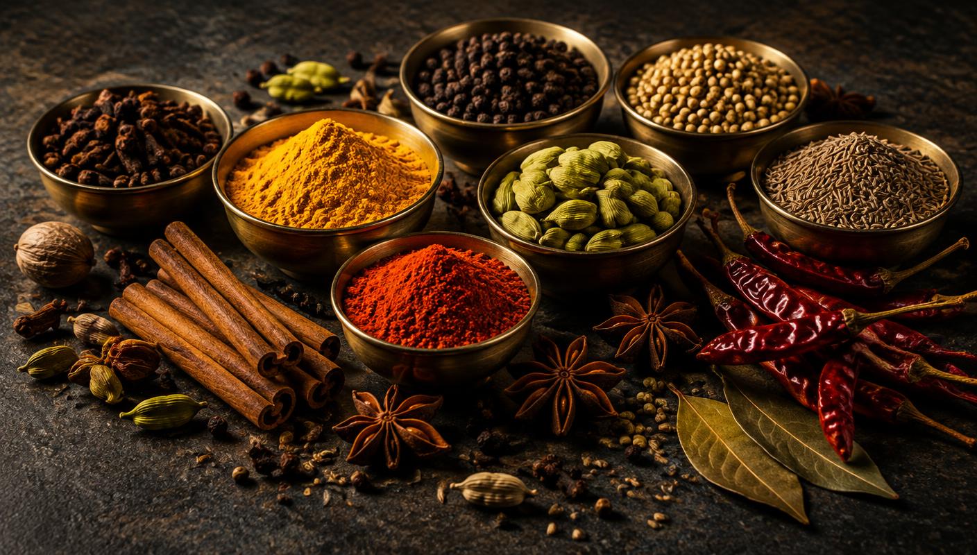 Indian spices used in the kitchen